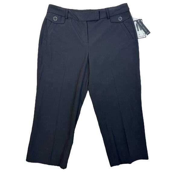 NEW Larry Levine Black Cropped Capri Pants Casual Lightweight Stretch Size 10 - Picture 1 of 7